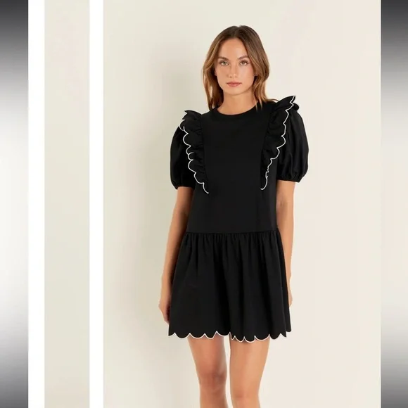 English Factory Scallop Edge Mini Dress Small - Picture 1 of 10